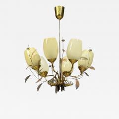  Taito Oy Paavo Tynell Chandelier Milk Glass Brass Finland 1950s - 4606296