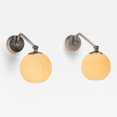  Taito Oy Pair of Nickel Plated Brass Wall Lamps by Paavo Tynell for Taito Finland 1930s - 4305704