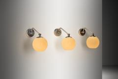  Taito Oy Set of Three Nickel Plated Wall Lamps by Paavo Tynell for Taito Finland 1930s - 4216628