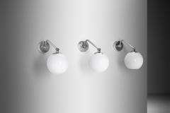  Taito Oy Set of Three Nickel Plated Wall Lamps by Paavo Tynell for Taito Finland 1930s - 4216629