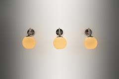  Taito Oy Set of Three Nickel Plated Wall Lamps by Paavo Tynell for Taito Finland 1930s - 4216630