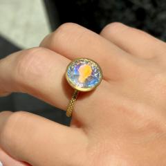  Talkative 7 41 carat Finest Diamond Cut Rainbow Moonstone Solitaire Ring Talkative 2025 - 4711172