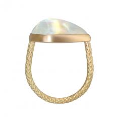  Talkative Rainbow Moonstone Pear Cabochon 22K Gold One of a Kind Ring Talkative 2024 - 4706435