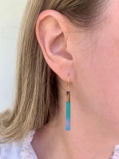  Talkative Sea Blue Chalcedony One of a Kind Gold Stick Drop Earrings Talkative 2024 - 4710366