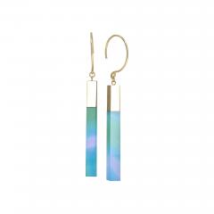  Talkative Sea Blue Chalcedony One of a Kind Gold Stick Drop Earrings Talkative 2024 - 4740653