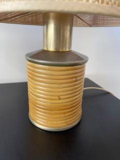  Targetti Sankey Mid Century Modern Pair of Rattan and Brass Lamps by Targetti Italy 1970s - 2807588
