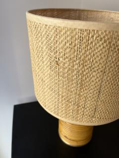  Targetti Sankey Mid Century Modern Pair of Rattan and Brass Lamps by Targetti Italy 1970s - 2807589