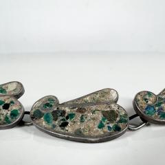  Taxco 1970s Modernist Mexican Sterling Silver and Malachite Link Bracelet Taxco Mexico - 2934115