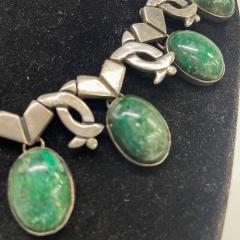  Taxco Taxco Los Ballesteros Collar NECKLACE Green Stone Sterling Silver 1960s Mexico - 2325248