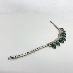  Taxco Taxco Los Ballesteros Collar NECKLACE Green Stone Sterling Silver 1960s Mexico - 2325255