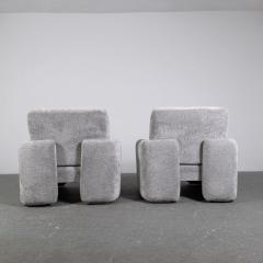  Tecnosalotto Pair of Gray Boucl Armchairs Italy 1970s - 2744524