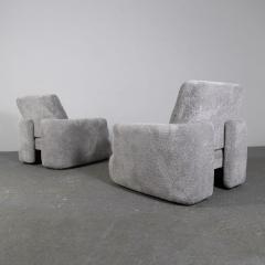  Tecnosalotto Pair of Gray Boucl Armchairs Italy 1970s - 2744527