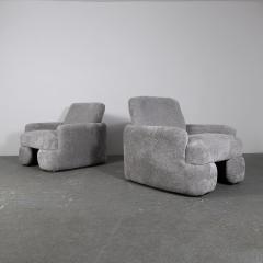  Tecnosalotto Pair of Gray Boucl Armchairs Italy 1970s - 2744532