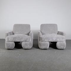  Tecnosalotto Pair of Gray Boucl Armchairs Italy 1970s - 2744533