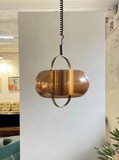  Temde Leuchten Brass and Smoked Glass Pendant Lamp by Temde Germany 1970s - 4827823