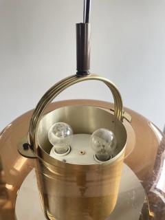  Temde Leuchten Brass and Smoked Glass Pendant Lamp by Temde Germany 1970s - 4827828