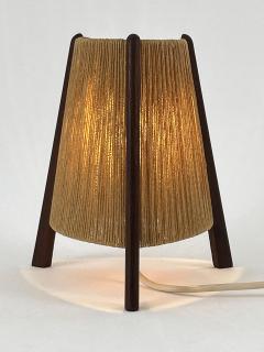  Temde Leuchten Lovely Mid Century Modern Teak Sisal Bedside Table Lamp Denmark 1960s - 4592610