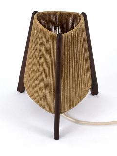  Temde Leuchten Lovely Mid Century Modern Teak Sisal Bedside Table Lamp Denmark 1960s - 4592611