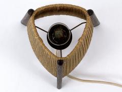  Temde Leuchten Lovely Mid Century Modern Teak Sisal Bedside Table Lamp Denmark 1960s - 4592613