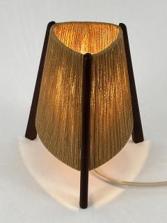  Temde Leuchten Lovely Mid Century Modern Teak Sisal Bedside Table Lamp Denmark 1960s - 4592615