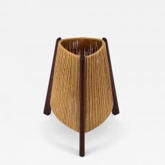  Temde Leuchten Lovely Mid Century Modern Teak Sisal Bedside Table Lamp Denmark 1960s - 4592669