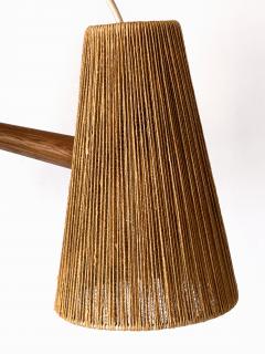  Temde Leuchten Mid Century Sisal Teak Pendant Lamp or Chandelier by Temde Switzerland 1960s - 4250212