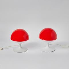  Temde Leuchten Pair of 1960s Max Bill Red White Table Lamps for Temde Leuchten Switzerland - 2561049