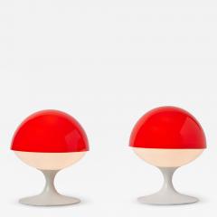  Temde Leuchten Pair of 1960s Max Bill Red White Table Lamps for Temde Leuchten Switzerland - 2561673