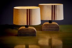  Temde Leuchten Pair of Temde Table Lamps in brushed wood with original shades 1960s - 3347275