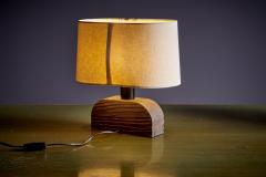  Temde Leuchten Pair of Temde Table Lamps in brushed wood with original shades 1960s - 3347278