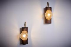  Temde Leuchten Pair of Temde Wall Lamps in Wood Switzerland 1960s - 3478196