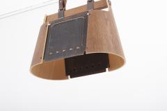  Temde Leuchten Rare Temde Pendant Lamp in plywood leather and metal Switzerland 1950s - 1833212