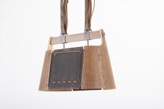  Temde Leuchten Rare Temde Pendant Lamp in plywood leather and metal Switzerland 1950s - 1833213