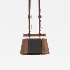  Temde Leuchten Rare Temde Pendant Lamp in plywood leather and metal Switzerland 1950s - 1834345