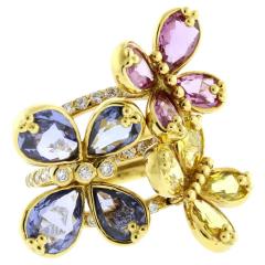  Temple St Clair TEMPLE ST CLAIR MULTI COLOR SAPPHIRE GOLD BUTTERFLY RING - 3294279