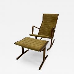  Tendo Mokko 1966 Tendo Mokko Heron Highback Rocking Chair Ottoman Japan - 3406498