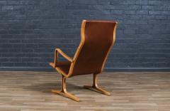  Tendo Mokko Japanese Tendo Mokko Heron Cognac Leather Lounge Chair - 4309330