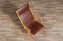  Tendo Mokko Japanese Tendo Mokko Heron Cognac Leather Lounge Chair - 4309332