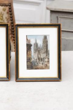  Th odore Henri Mansson Pair of Framed Watercolors Depicting Gothic Churches by Th odore Henri Mansson - 3498402