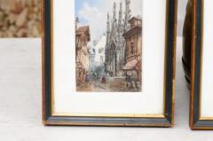  Th odore Henri Mansson Pair of Framed Watercolors Depicting Gothic Churches by Th odore Henri Mansson - 3498495