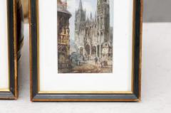  Th odore Henri Mansson Pair of Framed Watercolors Depicting Gothic Churches by Th odore Henri Mansson - 3498511