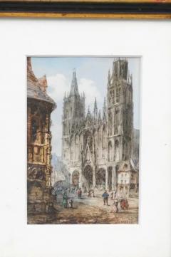  Th odore Henri Mansson Pair of Framed Watercolors Depicting Gothic Churches by Th odore Henri Mansson - 3498529