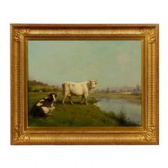  Th odore Levigne French Realist Oil on Canvas Cow Painting Signed by Th odore Levigne circa 1880 - 3415368