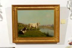  Th odore Levigne French Realist Oil on Canvas Cow Painting Signed by Th odore Levigne circa 1880 - 3415383