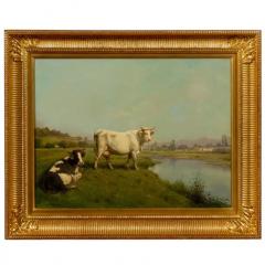  Th odore Levigne French Realist Oil on Canvas Cow Painting Signed by Th odore Levigne circa 1880 - 3415489