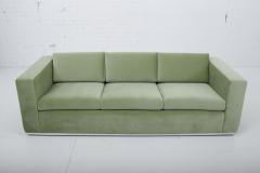  Thayer Coggin Milo Baughman Green Velvet Sofa on Chrome Base 1970 - 1563554