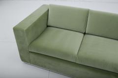  Thayer Coggin Milo Baughman Green Velvet Sofa on Chrome Base 1970 - 1563560