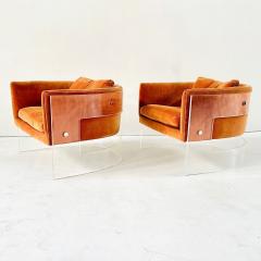  Thayer Coggin Milo Baughman for Thayer Coggin Lucite and Velvet Lounge Chairs 1960 - 4315540