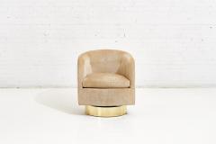  Thayer Coggin Milo Baughman for Thayer Coggin Swivel Chair Brass Base circa 1970 - 1949628