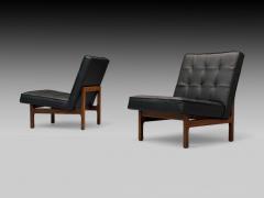  Thayer Coggin Thayer Coggin Danish Modern Style Tufted Black Leather Lounge Chairs 21st C  - 4017042